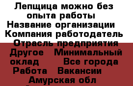 Лепщица-можно без опыта работы › Название организации ­ Компания-работодатель › Отрасль предприятия ­ Другое › Минимальный оклад ­ 1 - Все города Работа » Вакансии   . Амурская обл.,Архаринский р-н